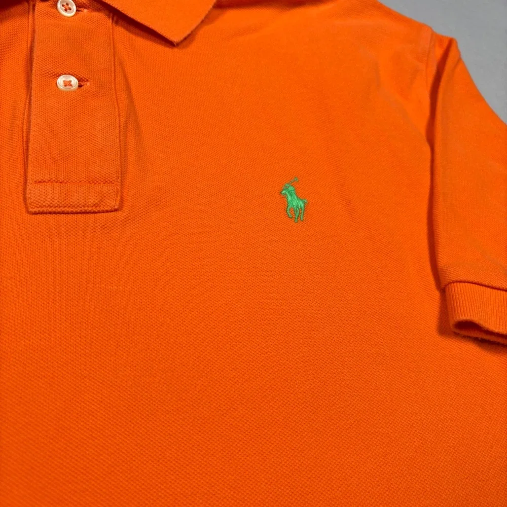 Polo Ralph Lauren Polo Mens XL Orange Green Pony Logo Short Sleeve Pique Shirt